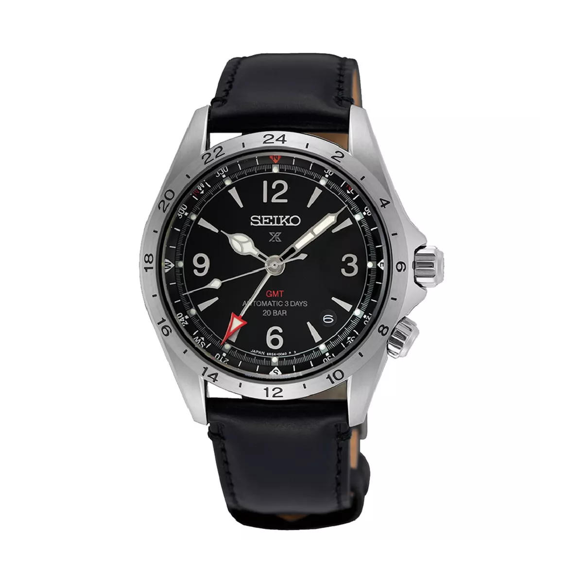 Rellotge Seiko Alpinist GMT cal.6R54 corretja pell negra - SPB379J1