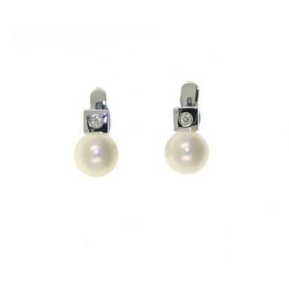 Pendientes oro blanco tuyo perla 2 brillantes - GBR2081P