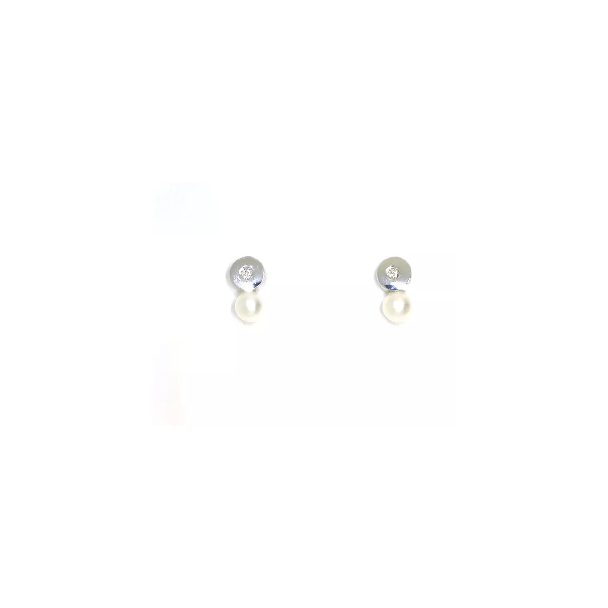 Arracades or blanc tuyo rodo perla 2 brillants - BB9476P