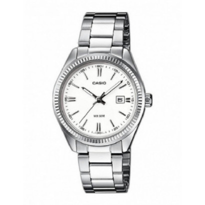 Reloj Casio esfera blanca 39mm de diametro de caja 50m water resistant  acero - MTP-1302PD-7A1