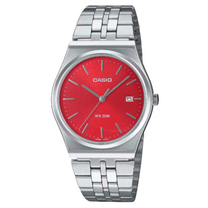 Reloj Casio vintage esfera roja acero - MTP-B145D-4A2V