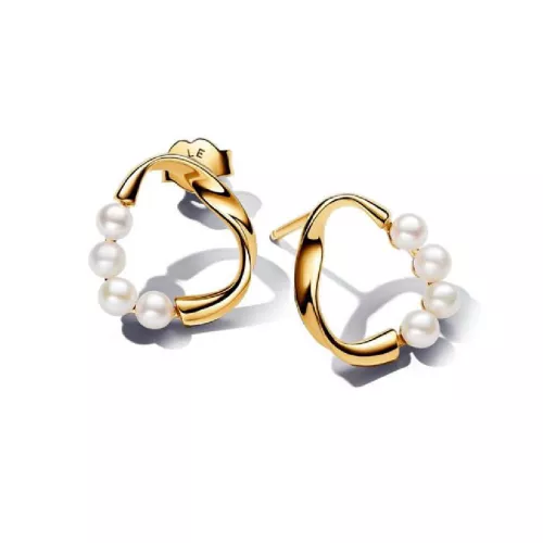 Pendientes Pandora plata 14k gold-plated perlas - 263276C01