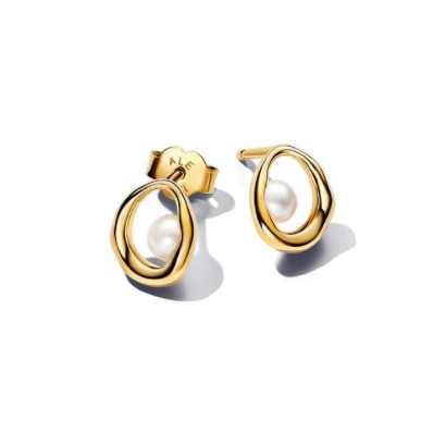 Pendientes Pandora plata 14k gold-plated perla - 263295C01