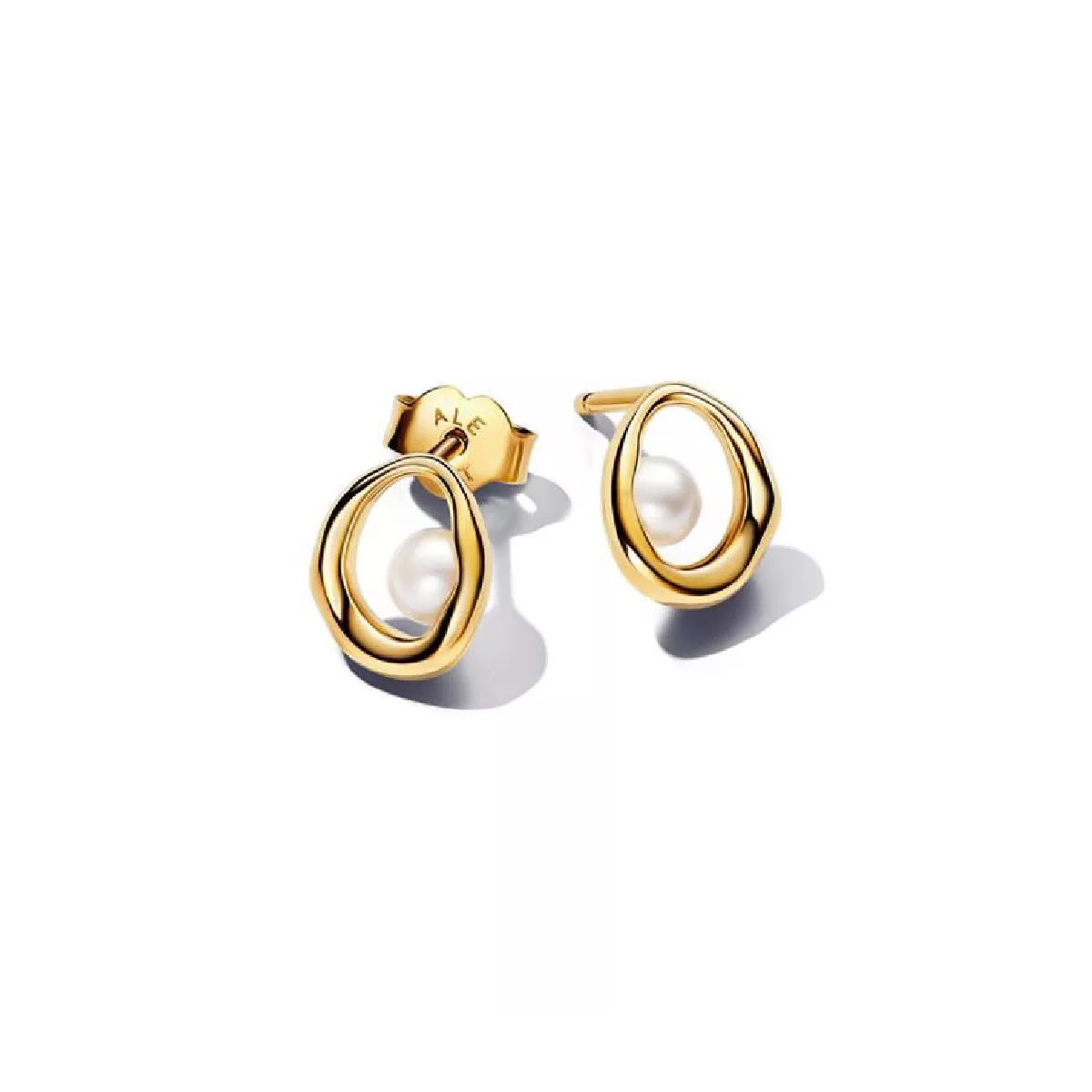 Arracades Pandora plata 14k gold-plated perla - 263295C01