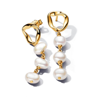 Pendientes Pandora plata 14k gold-plated perlas - 263263C01