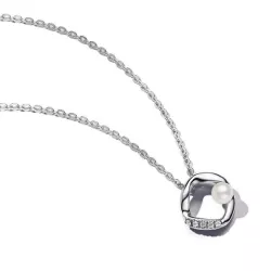 Penjoll Pandora plata zircon perla amb cadena - 393303C01-45