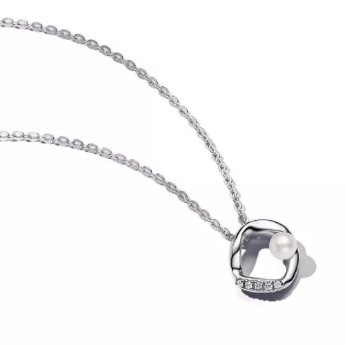 Colgante Pandora plata circon perla con cadena ajustable a 42cm y 39cm - 393303C01-45