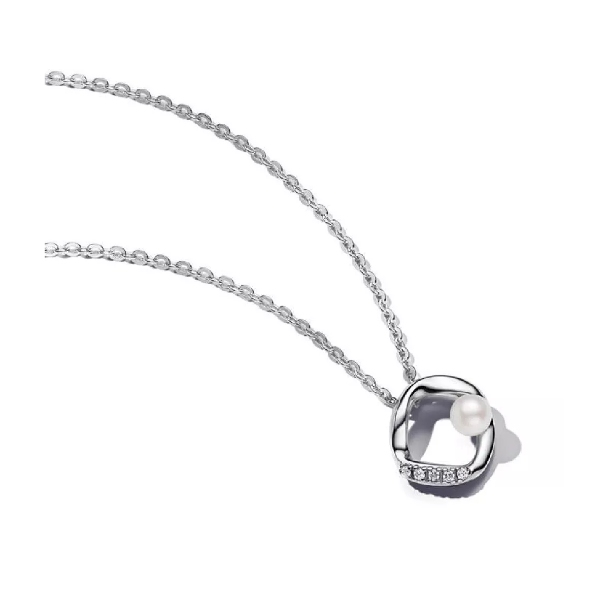 Penjoll Pandora plata zircon perla amb cadena - 393303C01-45