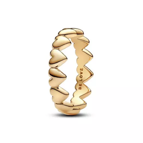 Anillo Pandora plata 14k gold-plated corazones - 163427C00