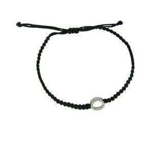 Pulsera oro blanco brillantos 0.11k nylon - B38