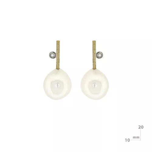 Arracades Miquel Sarda plata or brillant i perla - 22362