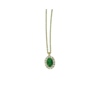 Colgante oro amarillo 0.13k brillantes 0.36k esmeralda - V-3366/CL/E