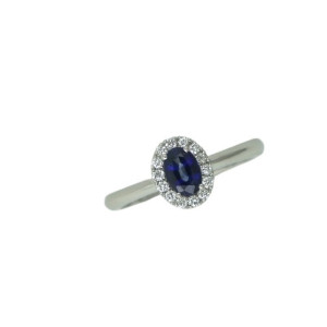 Anell or blanc 0.60k safir 0.13k brillants - V-3366/S/Z