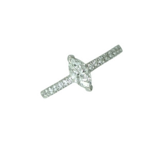 Anell or blanc 0.36k brillants 0.50k navette - S-3989