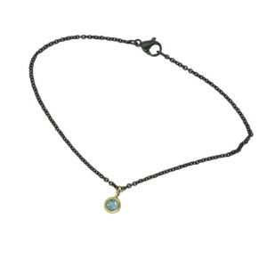 Pulsera acero oro amarillo y topacio azul - V-3195/PU/T