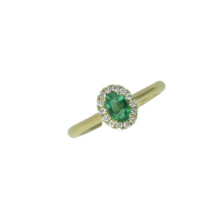 Anell or groc 0.49k maragda 0.13k brillants - V-3366/S/E
