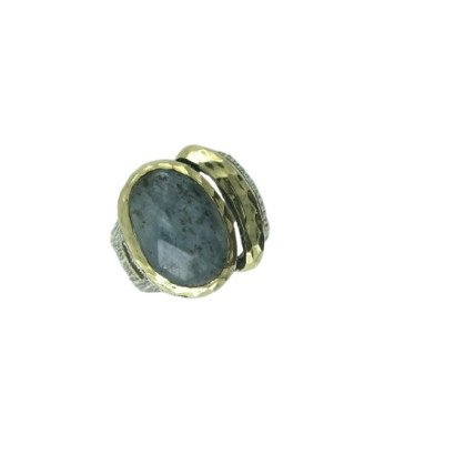 Anillo G:Styliano plata oro cianita verde - ASP1779