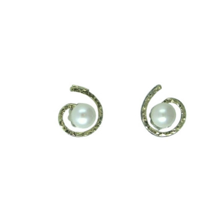 Pendientes G.Styliano plata oro perla espiral - BSP1760/A