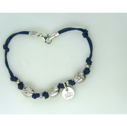 Polsera de girona plata cordó blau 20cm - AGI00017