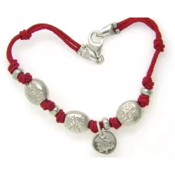 Polsera Girona plata cordo vermell 20cm - AGI00028