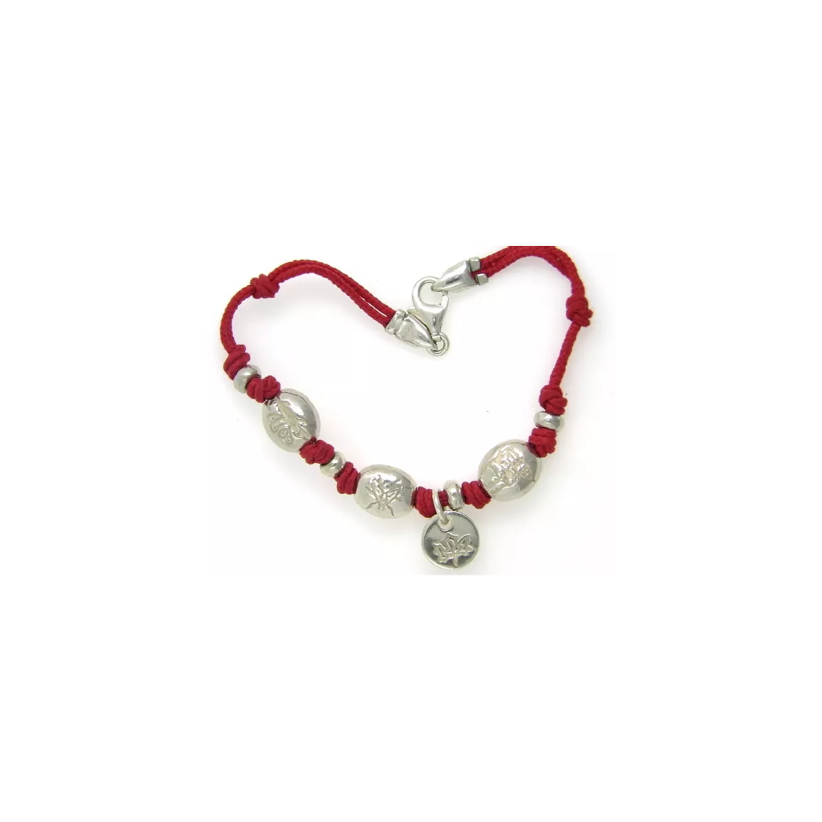 Polsera Girona plata cordo vermell 20cm - AGI00028