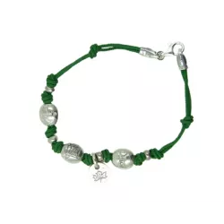 Polsera de Girona plata cordo verd 18cm - AGI00032