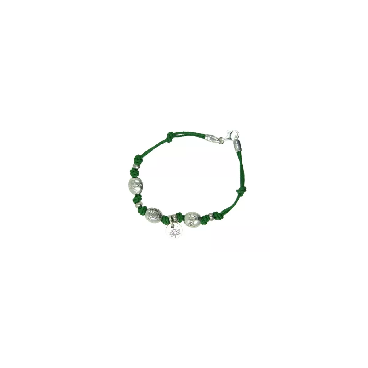 Polsera de Girona plata cordo verd 18cm - AGI00032