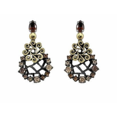 Pendientes Bohemme plata oro circon champan - 7DRM2403E