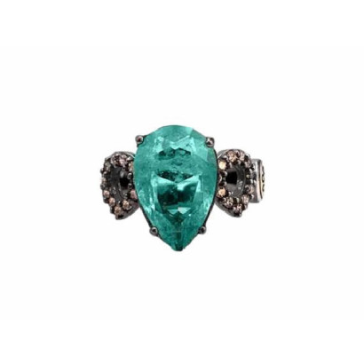 Anillo Bohemme plata cuarzo esmeralda circon champan - 7TEA005R00
