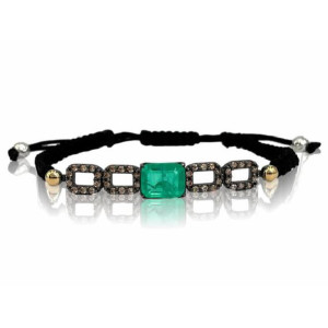 Pulsera Bohemme plata cuarzo esmeralda circon champan - 7WIN002B