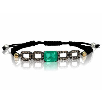 Pulsera Bohemme plata cuarzo esmeralda circon champan - 7WIN002B