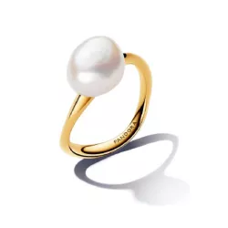 Anillo Pandorta plata 14k gold-plated perla - 163293C01