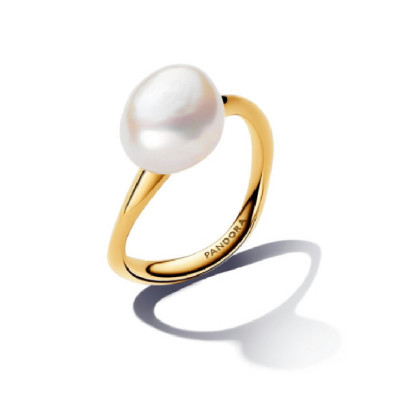 Anillo Pandorta plata 14k gold-plated perla - 163293C01