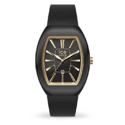 Reloj Ice Boliday negro dorado 35mm correa silicona 30m water resistant  - 024031