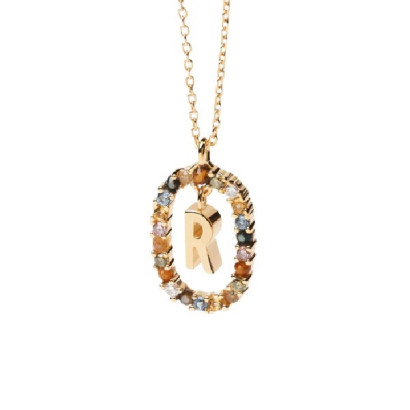 Colgante Pdpaola inicial R plata baño oro 18k - CO01-277-U
