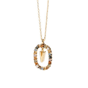 Colgante Pdpaola inicial V plata baño oro 18k - CO01-281-U
