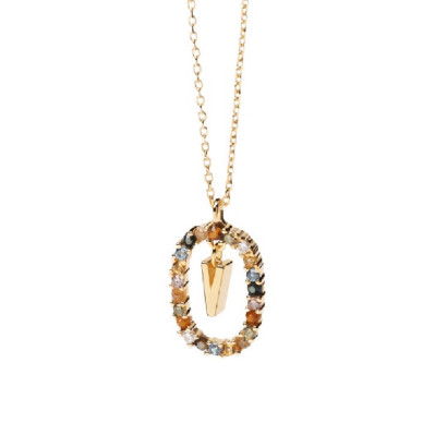 Colgante Pdpaola inicial V plata baño oro 18k - CO01-281-U