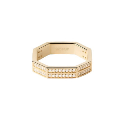 Anillo Pdpaola Olympia plata chapada circon - AN01-A06