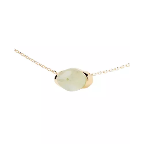 Penjoll plata 14k gold-plated  prehnite verda - CO01-A22-U
