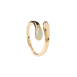 Anell Pdpaola prehnite verda plata 14k gold plated - AN01-D96