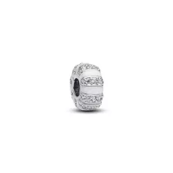 Clip Pandora plata esmalte blanco circon - 793785C01