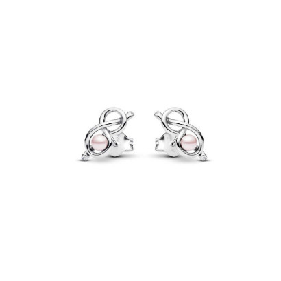Pendientes Pandora infinito plata y perla - 293761C01