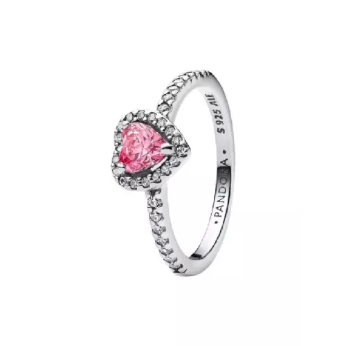 Anillo Pandora plata corazon circon rosa - 198421C03