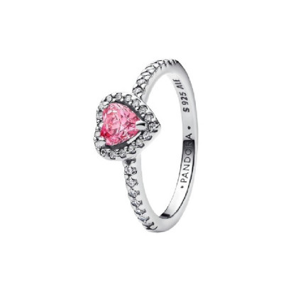 Anillo Pandora plata corazon circon rosa - 198421C03