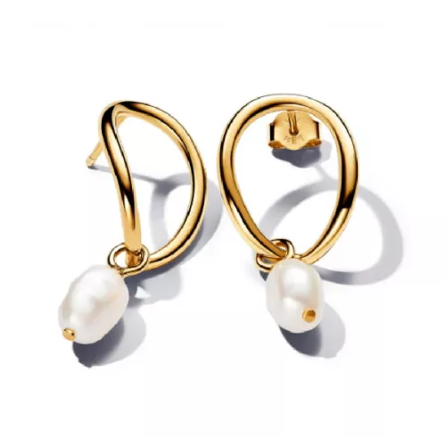 Arracades Pandora  plata 14k goldplated perla - 263281C01