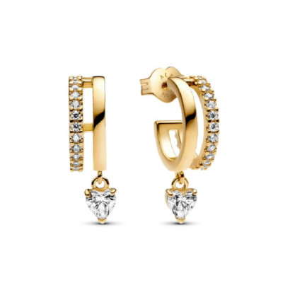 Pendientes Pandora plata 14k gold plated circon - 263685C01