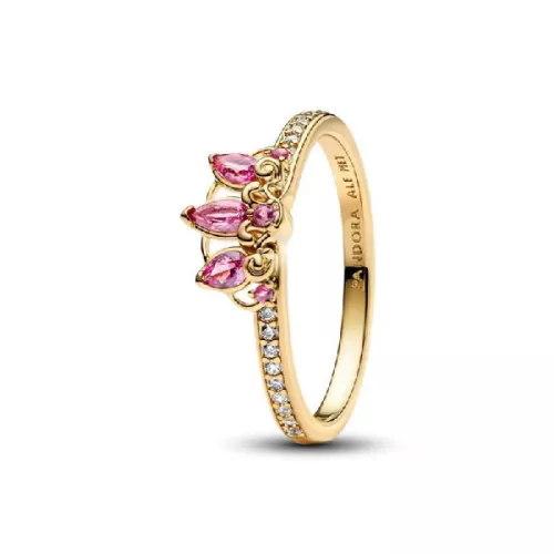 Anillo Pandora Disney Rapunzel plata 14k gold plated circon rosa - 163651C01