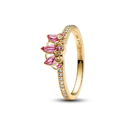 Anillo Pandora Disney Rapunzel plata 14k gold plated circon rosa - 163651C01