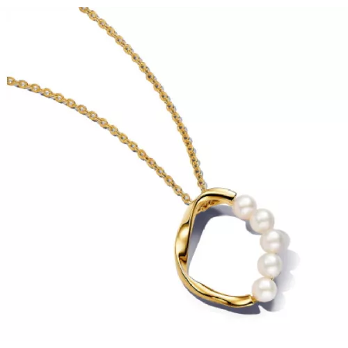 Colgante Pandora plata 14k gold plated perlas cadena  - 363254C01-60