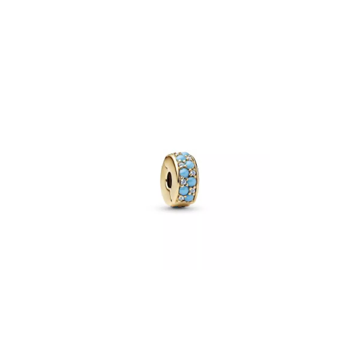 Clip Pandora plata 14k gold plated turquesa circon  - 763902C01